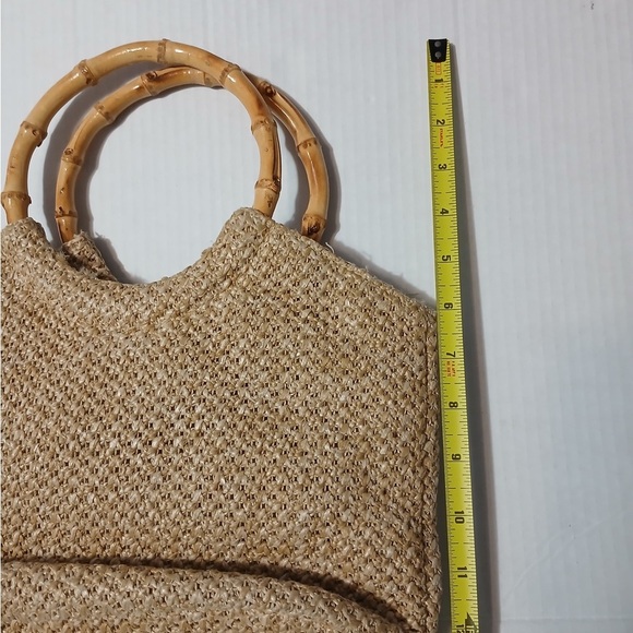 Rosetti Tan Woven Tote with Bamboo Handles - Picture 3 of 11